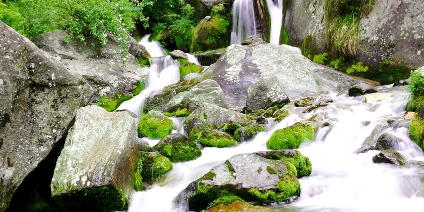 The milk-like appearance of water at Jogini Waterfalls in Himachal Pradesh's Manali.
