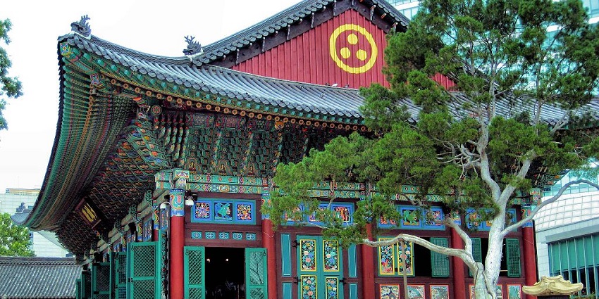 Jogyesa is among the best temples in South Korea, known for towering trees and intricate wooden carvings.