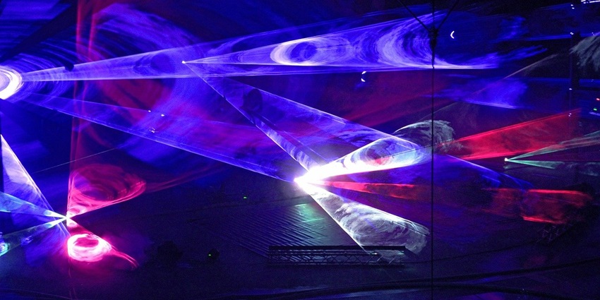 An image showing a laser disco at a club, resembling the vibrant KB3 club atmosphere.