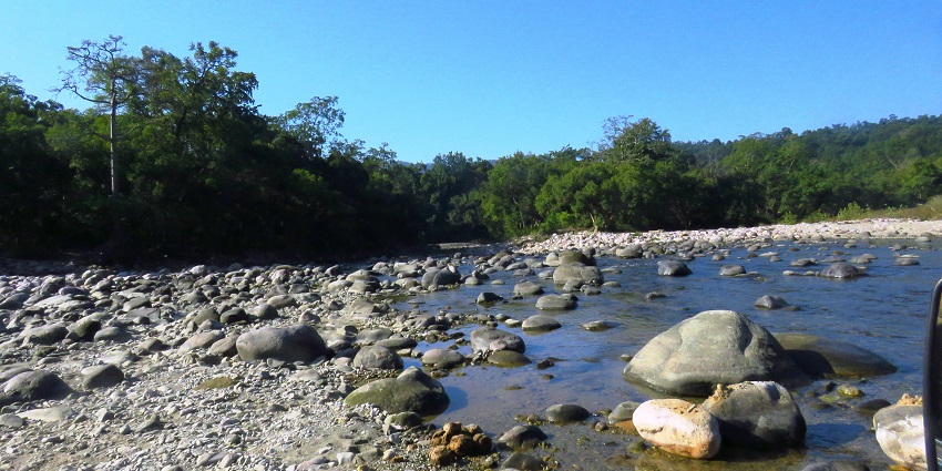 Kalagarh Tiger Reserve area, the road passes through the Palain river, which finally meet at Kalagarh Dam.