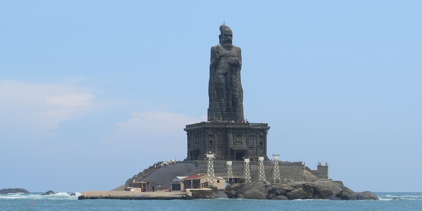 An image of the Thiruvallur statue, among the unique places to see in South India in January.