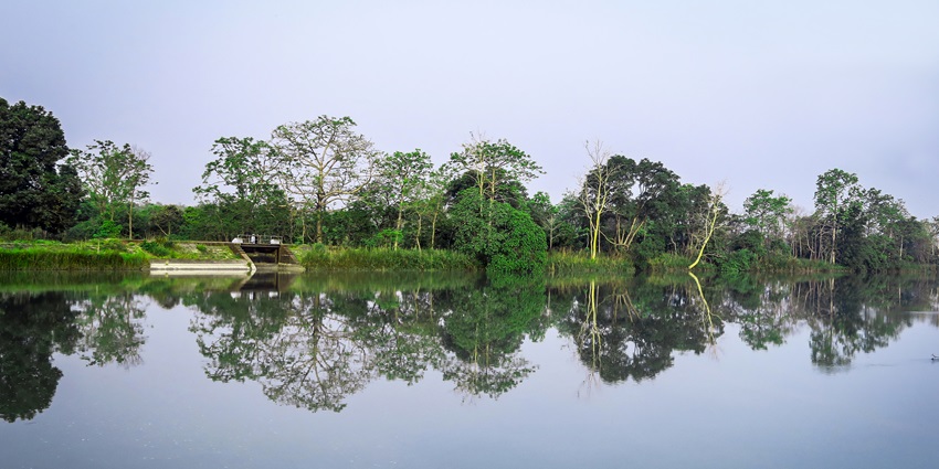 An image of one of the calm lakes in Lucknow’s Gomti Nagar busy environment.
