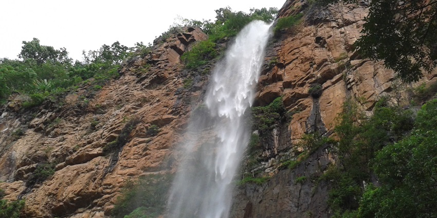 Khandadhar falls nestled upon Khandadhar hills.