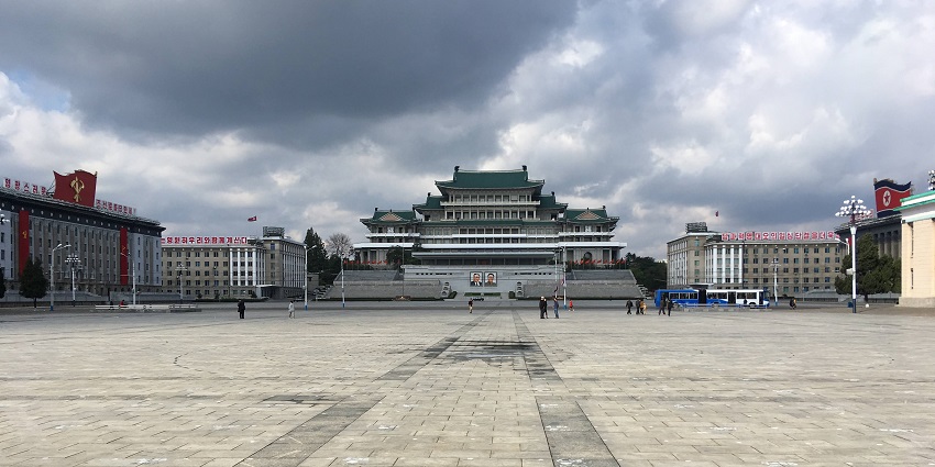 Central square in Pyongyang, known for grand parades, political events, and architecture