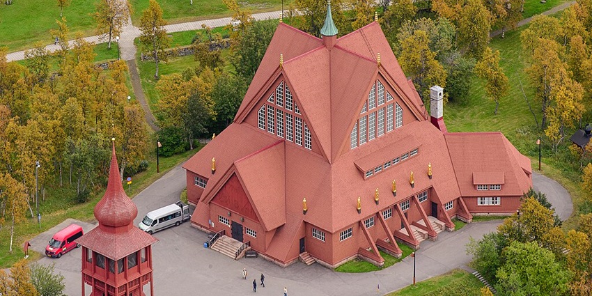 Image of Kiruna Kyrka's unique architecture, a highlight among tourist places in Sweden