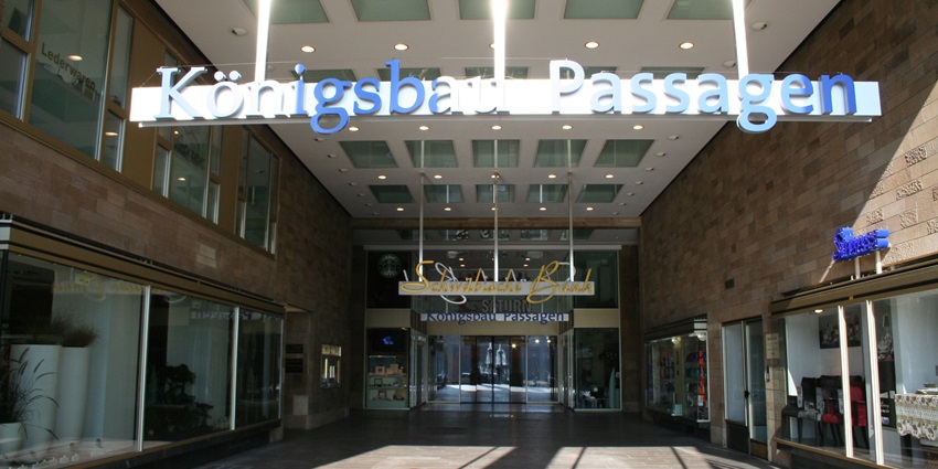 Königsbau Passagen Stuttgart, a shopping mall blending modern and historic architecture.