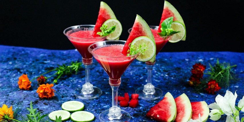 An image of vibrant mocktails served on the bar counter of a very popular place for Pune nightlife.