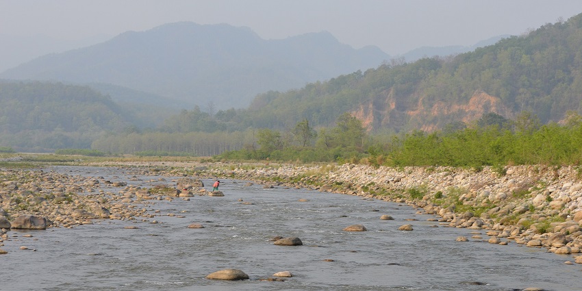 Picturesque view of the Kosi River with the natural landscape all around.