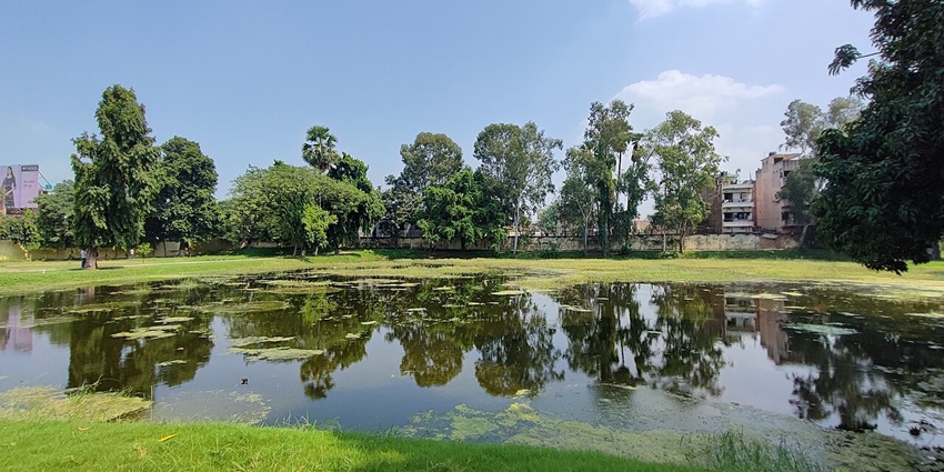 Ancient archaeological site with remnants of Mauryan-era structures in Patna.