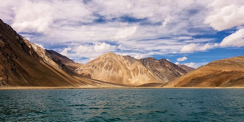 An image of the Pangong Lake in Ladakh, one of the places to see in July in North India.
