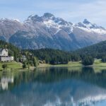 An image of Lake St. Moritz, Switzerland, with stunning alpine views and clear blue waters.