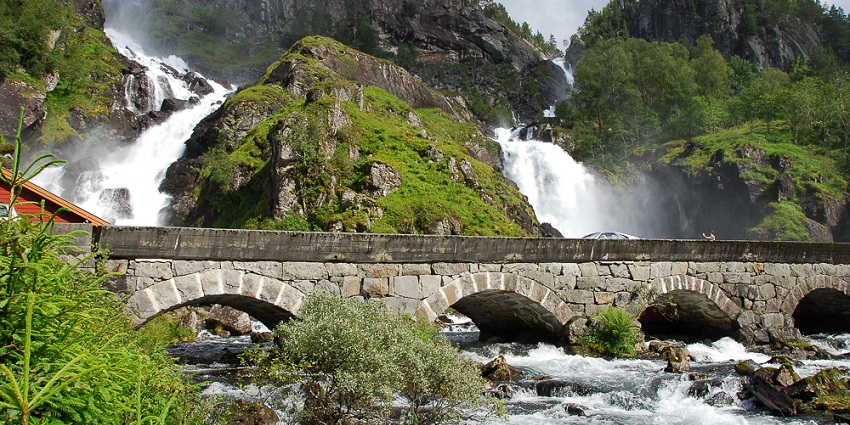 An image of the Latefossen Waterfall, a must-see waterfall among the Norway waterfalls.