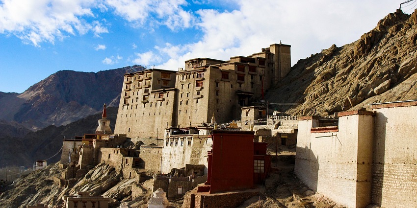 A view of the seven storeys of Leh Palace, a place to visit after paragliding in Leh