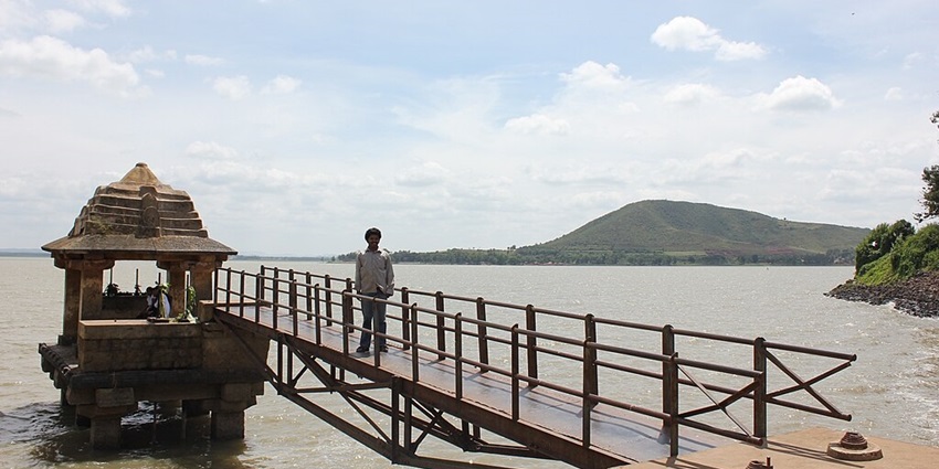 Shanthi Sagara Lake with a large water body, Near Channagiri, Davengere Karnataka.
