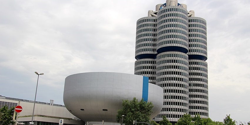 An image showing the impressive exterior of the BMW Museum in Munich, Germany.