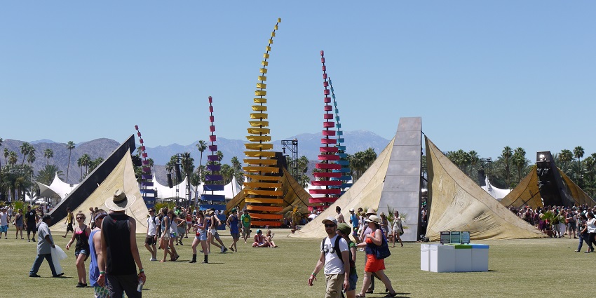 An image of a photograph of videography of a floor plan image of the location of the Coachella music festival