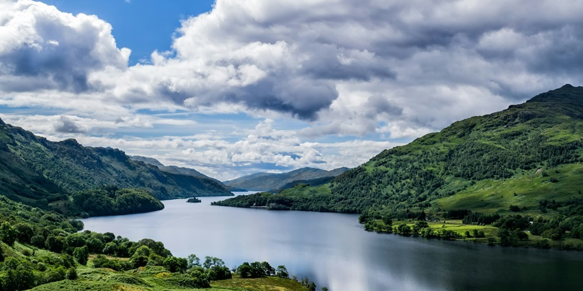 This is Scotland’s largest freshwater loch surrounded by stunning terrain, Loch Lomond.