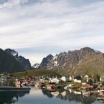 An image showing the stunning landscapes of Lofoten island, featuring dramatic peaks