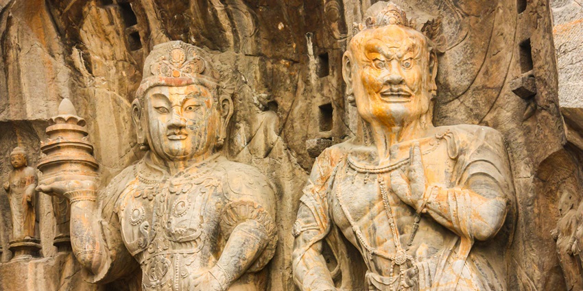 Image of Statues at Longmen Grottoes in Luoyang, China