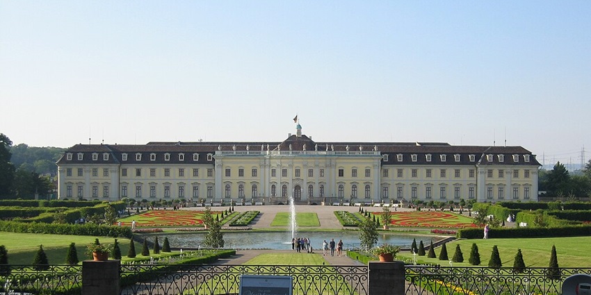 An image showing the beautiful garden at Residenzschloss Ludwigsburg, a historic landmark.