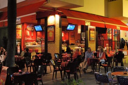 An image of People sitting and enjoying the nightlife in the city of Marbella in Spain