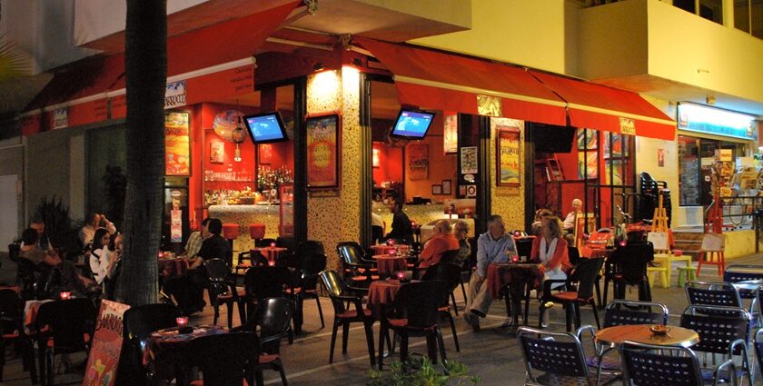 An image of People sitting and enjoying the nightlife in the city of Marbella in Spain