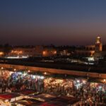 Aerial view of Marrakech nightlife, a blend of tradition and new age entertainment.