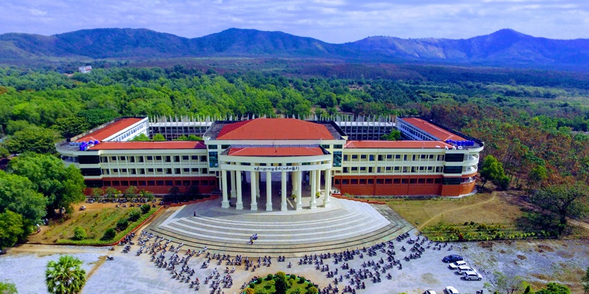 Aerial view of Technological University in Mawlamyine.