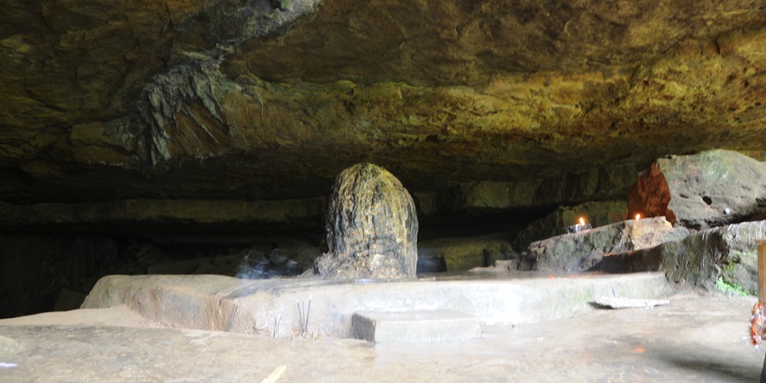 An image of the famous mysterious shivling inside cave in Mawsynram in East Khasi