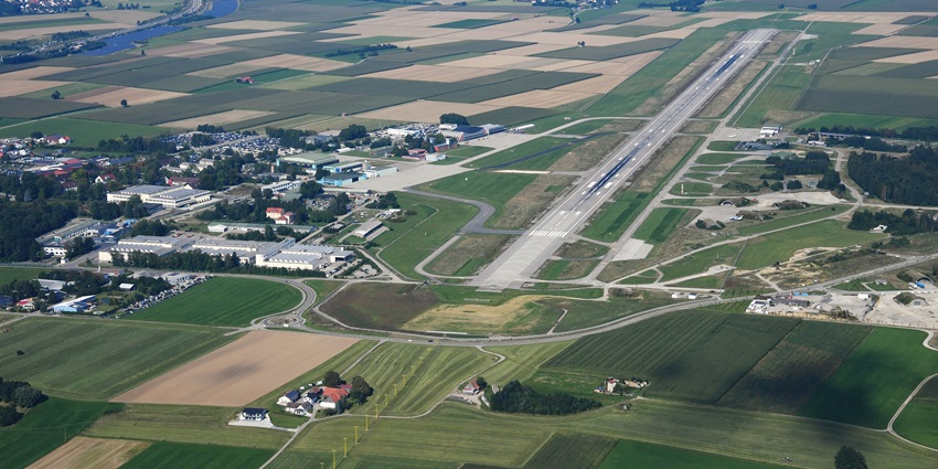 An image of the aerial view of Memmingen Airport located in Bavaria.