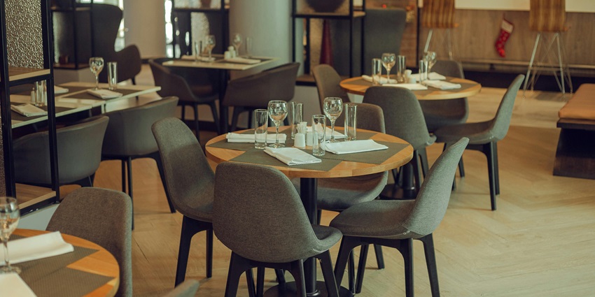 Elegant modern restaurant interior with empty tables and ambient lighting-angeles city nightlife