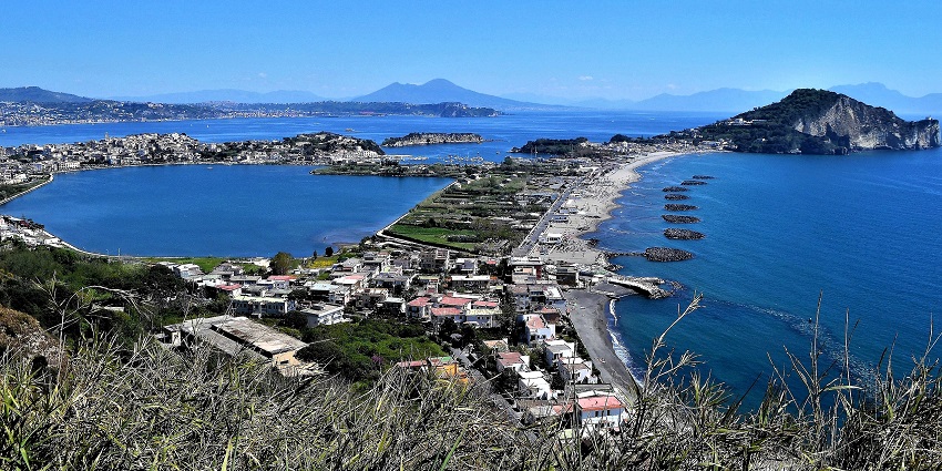 Aerial view of early morning at one of the Naples beaches with serene environment