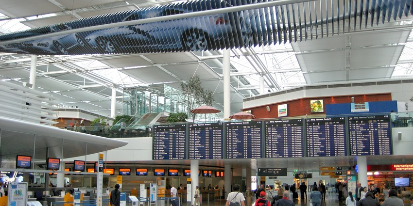 An image of Munich Airport, a major airport in Germany with scenic surroundings.