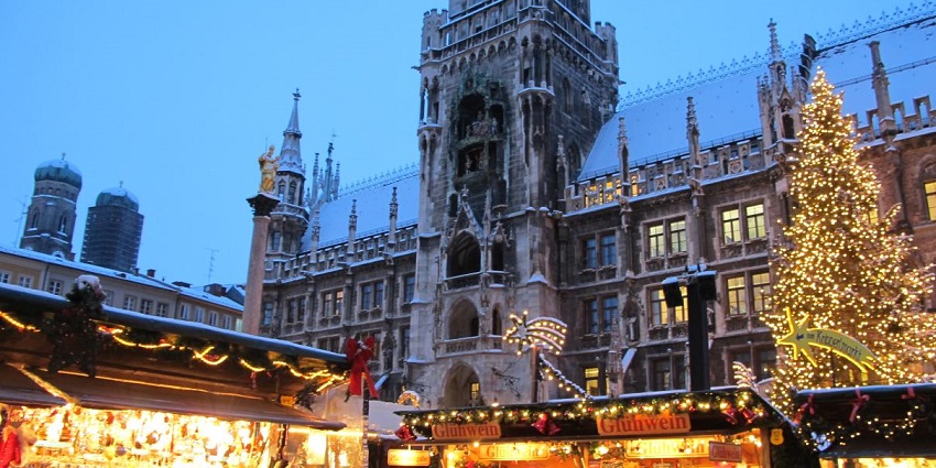 An image of the Marienplatz in Munich, a famous place for New Year celebrations in Germany