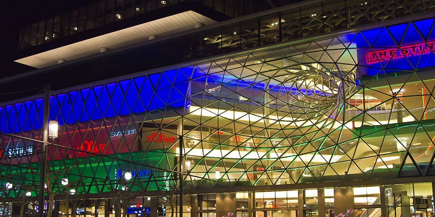 MyZeil Frankfurt highlights its architectural design, one of the shopping malls in Germany.