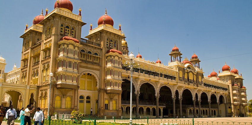 An image of the Mysore Palace, one of the best places to go in February in South India