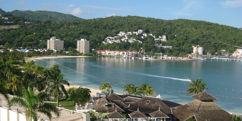 A view of the Mystic Mountains and Ocho Rios Harbour, an ideal tourist place in Jamaica