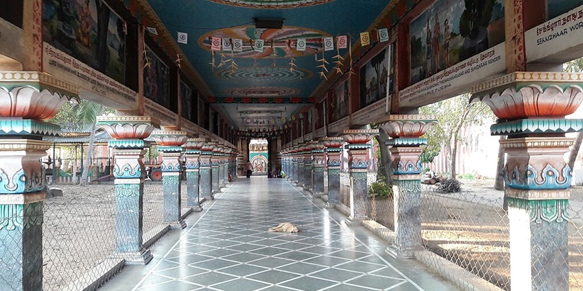 One of the areas of the vibrant Nageswaran Temple, similar to the Patteeswaram Temple