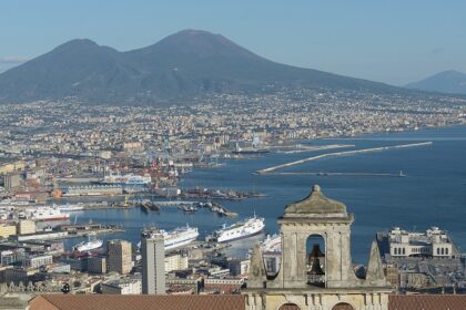 Naples from the Castello Sant Elmo with Abbazia San Martino the port - Naples Beaches