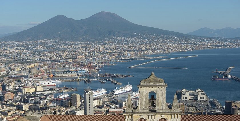 Naples from the Castello Sant Elmo with Abbazia San Martino the port - Naples Beaches