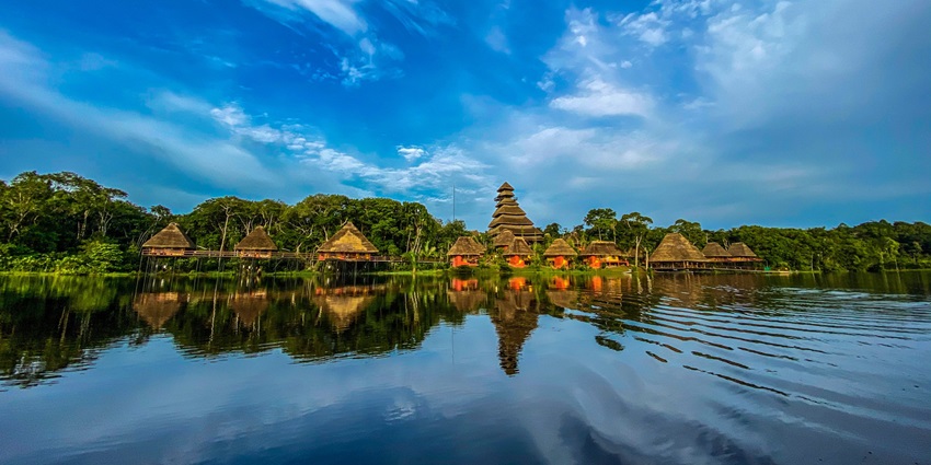 Luxury eco-lodge offers lake views, guided wildlife tours, and immersive Amazon experiences.