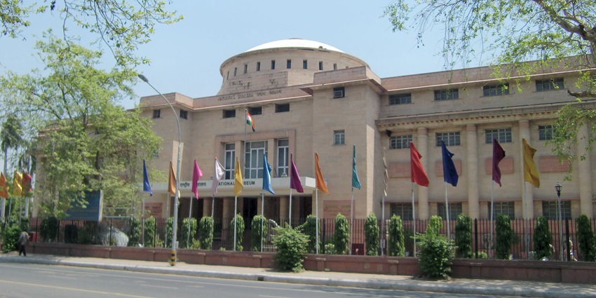 Image of the front view of the National Museum, one of the most popular historical museums in India