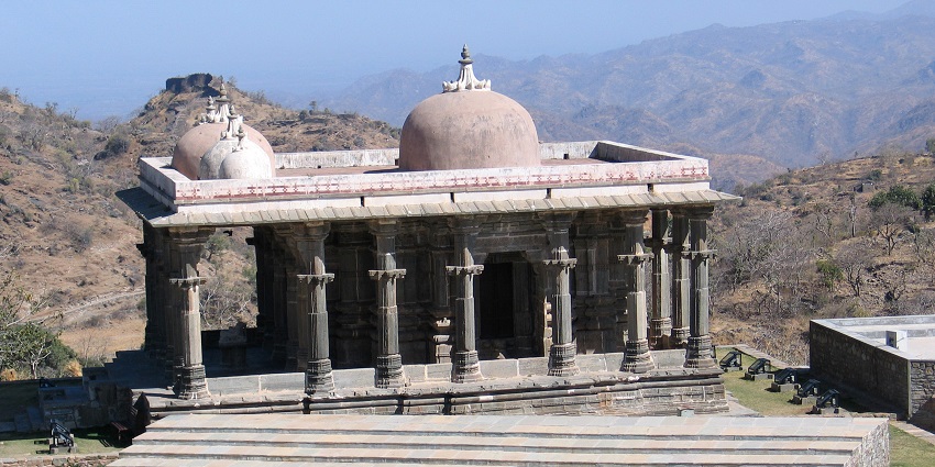 Wide angle view of Neelkanth Mahadev Temple courtyard, one of the Shiva temples in Uttarakhand