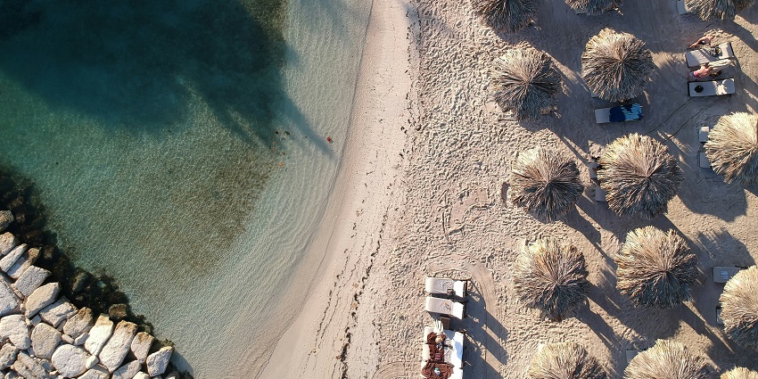 An image of aerial view of the Morning tropical beach at Royalton Negril, Jamaica