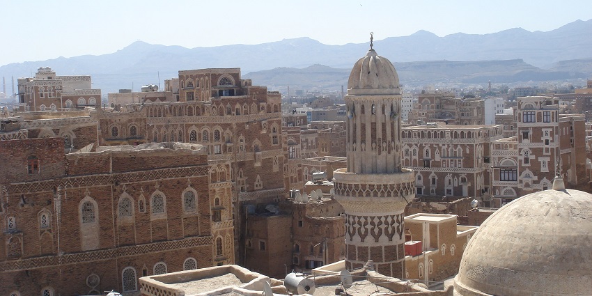 An aerial picture of the old city of Sana’a which is a UNESCO World Heritage site in Yemen.