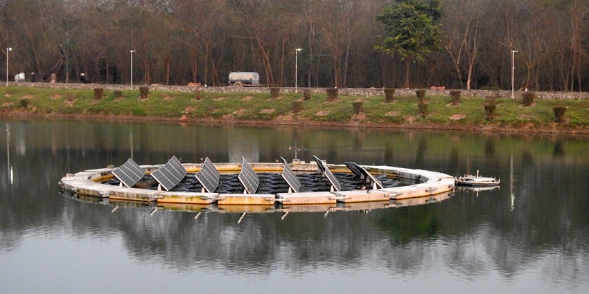 Image of a small man made lake situated in India