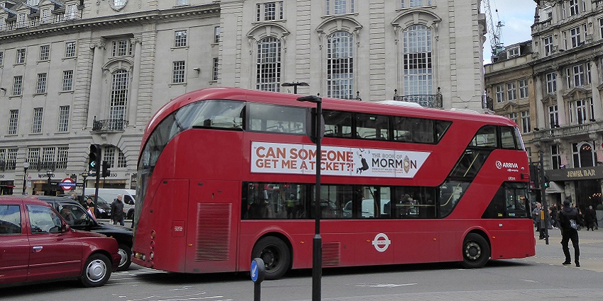 Image of London bus, Piccadilly Circus, London, England, March