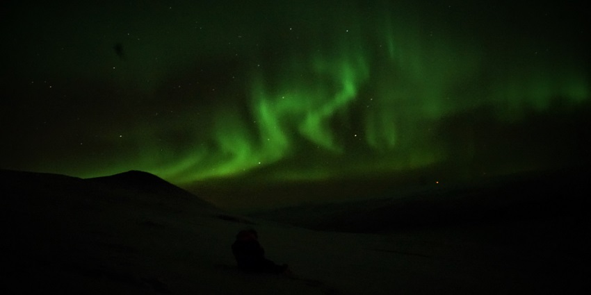 An image showing the mesmerising northern lights illuminating the sky over Abisko National Park