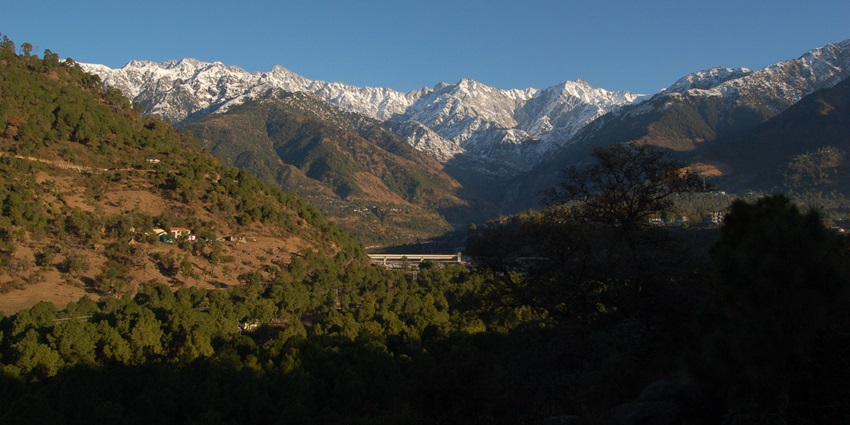 A picture of the majestic Himalayas from Palampur, one of the top hill stations in middle Himalayas