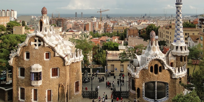 A view of houses at Park Güell gives an animated world-like feel in Barcelona.